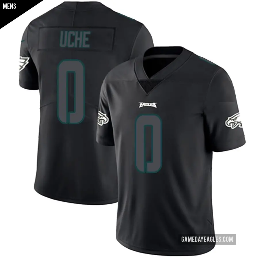 Men's Philadelphia Eagles ＃0 Joshua Uche Black Impact Limited Jersey
