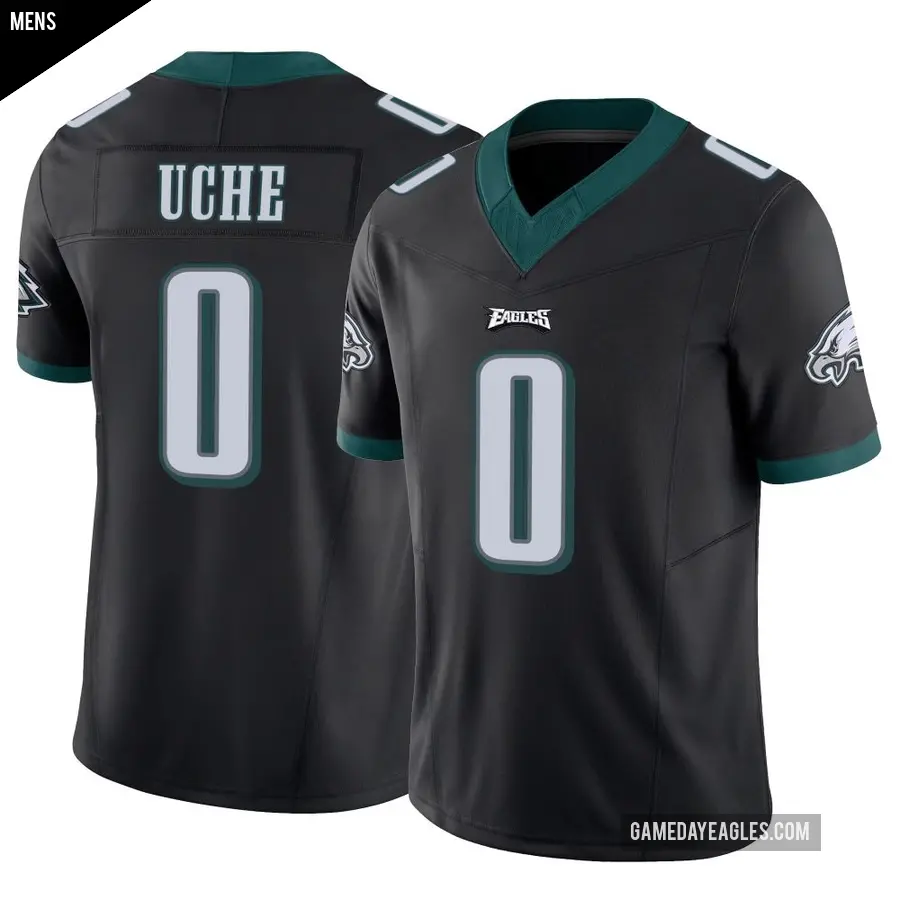 Men's Philadelphia Eagles ＃0 Joshua Uche Black Limited Vapor F.U.S.E. Jersey