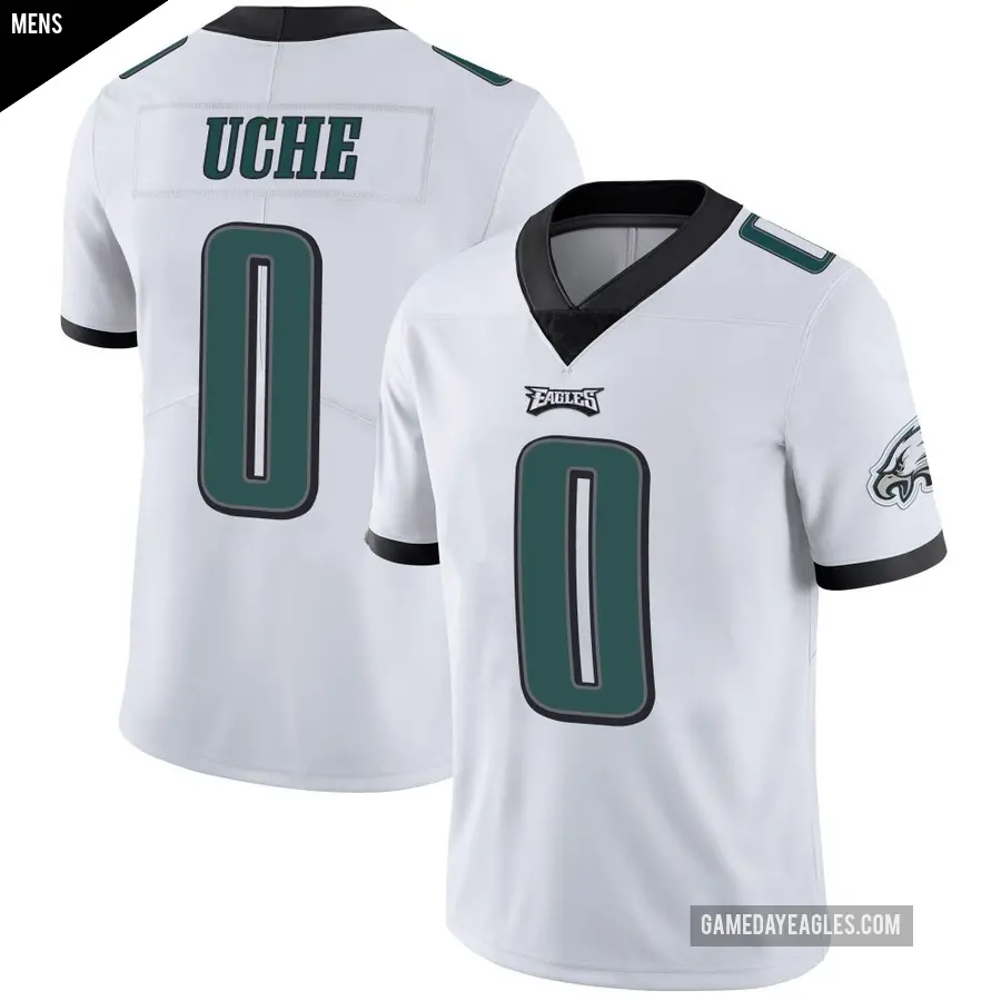 Men's Philadelphia Eagles ＃0 Joshua Uche White Limited Vapor Untouchable Jersey