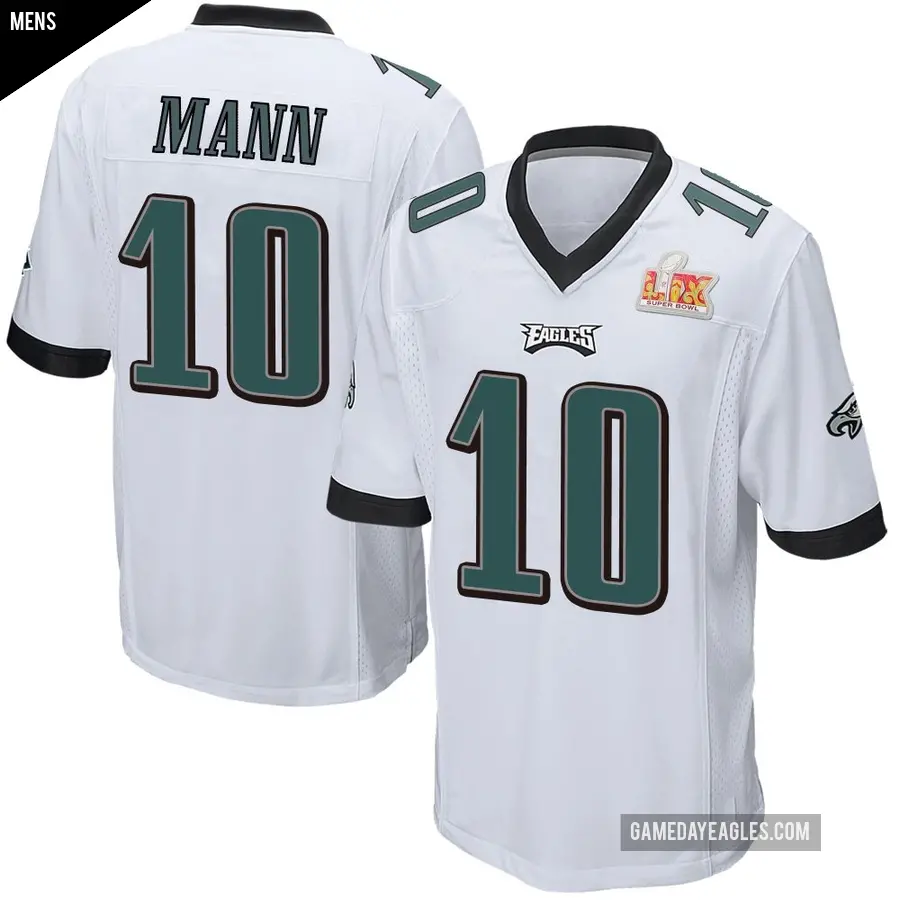 Men's Philadelphia Eagles ＃10 Braden Mann White Game Super Bowl LIX Jersey