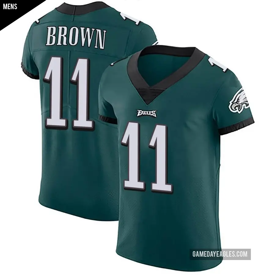 Men's Philadelphia Eagles ＃11 A.J. Brown Green Elite Midnight Team Color Vapor Untouchable Jersey