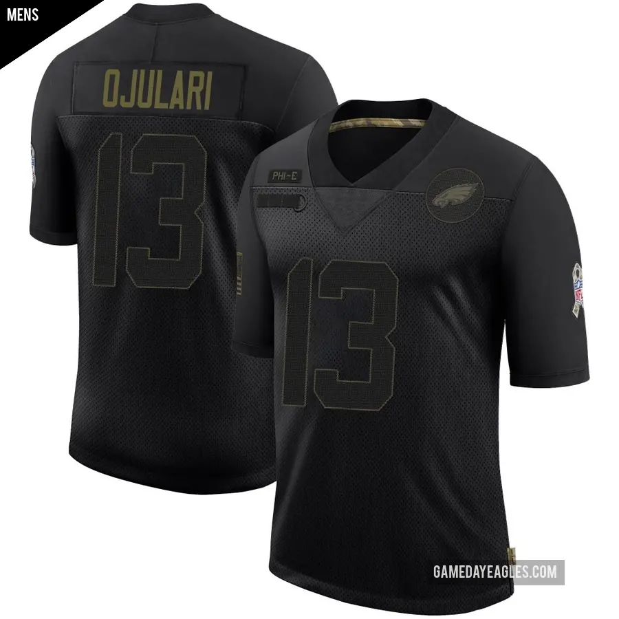 Men's Philadelphia Eagles ＃13 Azeez Ojulari Black Limited 2020 Salute To Service Jersey
