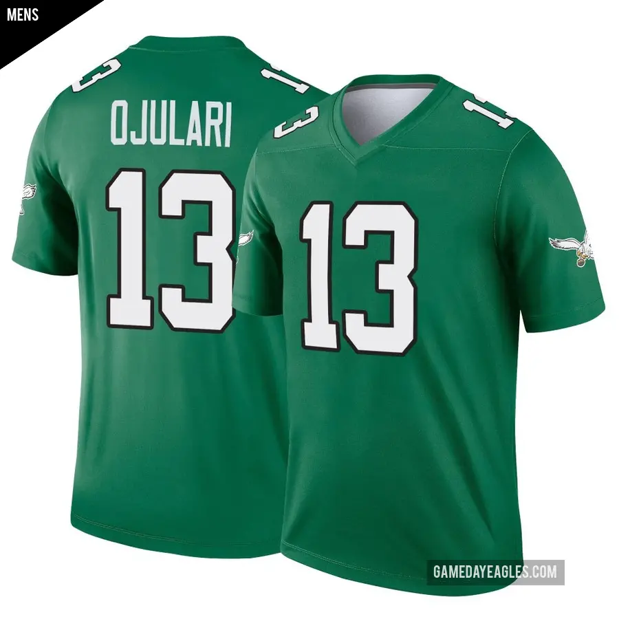 Men's Philadelphia Eagles ＃13 Azeez Ojulari Green Legend Kelly Alternate Jersey