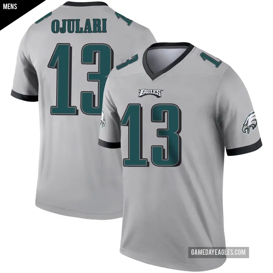 Men's Philadelphia Eagles ＃13 Azeez Ojulari Legend Silver Inverted Jersey