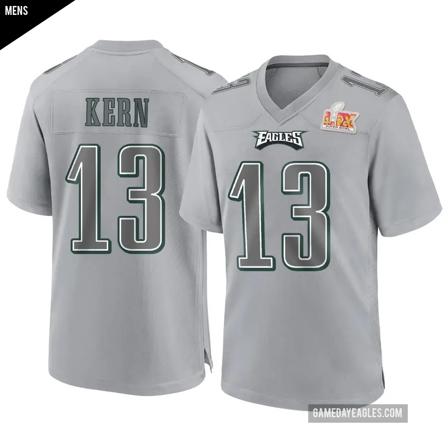 Men's Philadelphia Eagles ＃13 Brett Kern Gray Game Atmosphere Fashion Super Bowl LIX Jersey