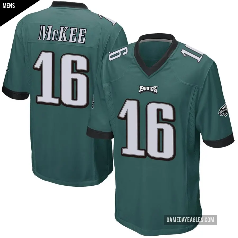 Men's Philadelphia Eagles ＃16 Tanner McKee Green Game Team Color Jersey