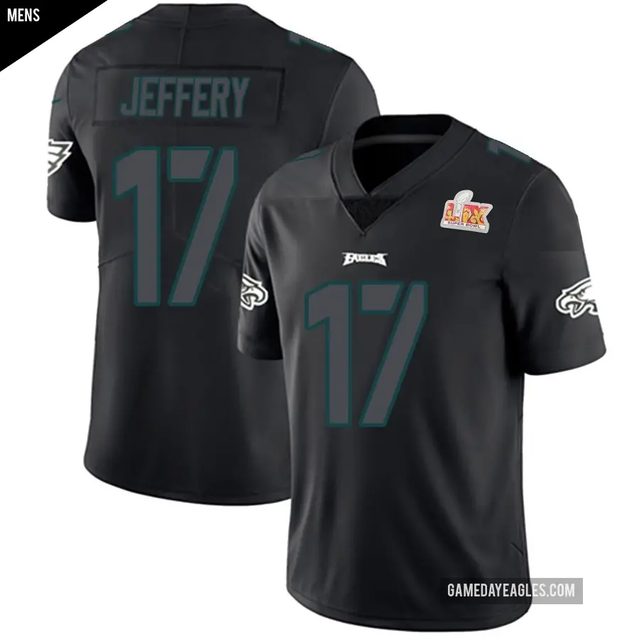 Men's Philadelphia Eagles ＃17 Alshon Jeffery Black Impact Limited Super Bowl LIX Jersey