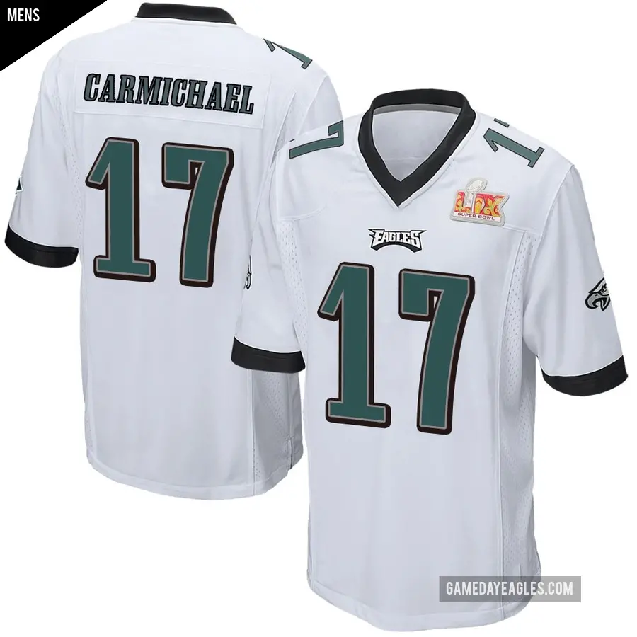 Men's Philadelphia Eagles ＃17 Harold Carmichael White Game Super Bowl LIX Jersey