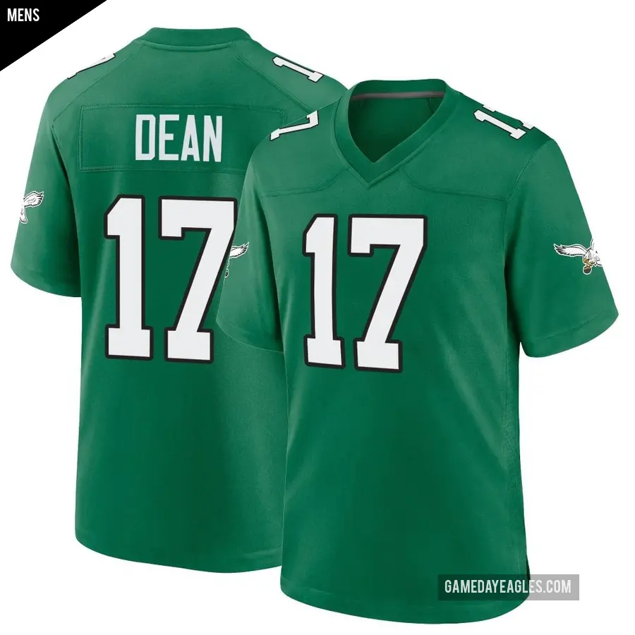 Men's Philadelphia Eagles ＃17 Nakobe Dean Green Game Kelly Alternate Jersey