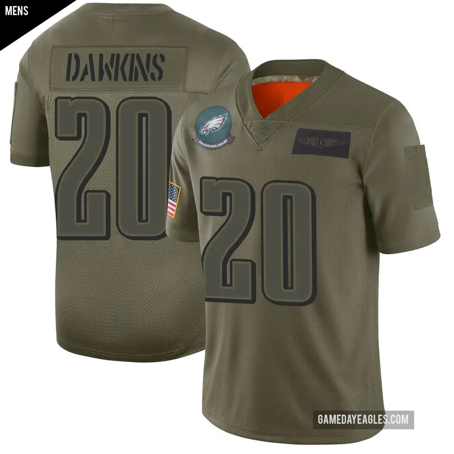 Men's Philadelphia Eagles ＃20 Brian Dawkins Camo Limited 2019 Salute to Service Jersey