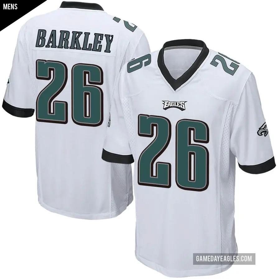 Men's Philadelphia Eagles ＃26 Saquon Barkley White Game Jersey
