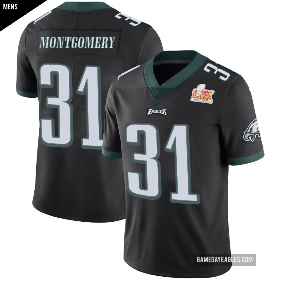 Men's Philadelphia Eagles ＃31 Wilbert Montgomery Black Limited Alternate Vapor Untouchable Super Bowl LIX Jersey