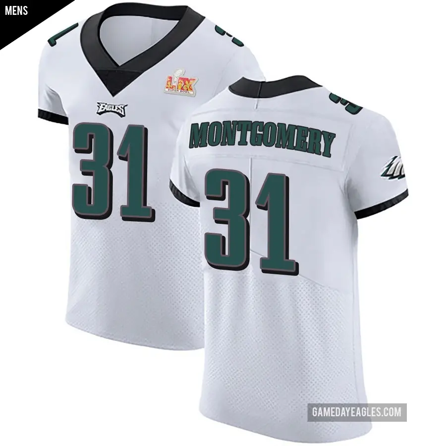 Men's Philadelphia Eagles ＃31 Wilbert Montgomery White Elite Vapor Untouchable Super Bowl LIX Jersey