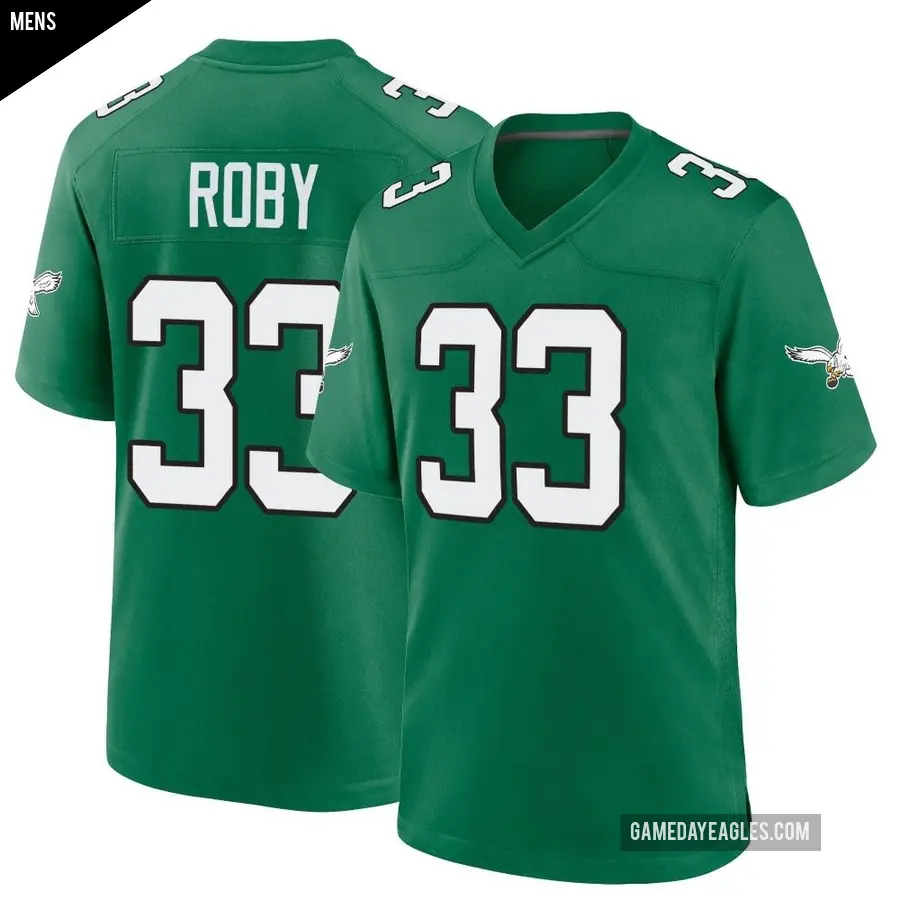 Men's Philadelphia Eagles ＃33 Bradley Roby Green Game Kelly Alternate Jersey