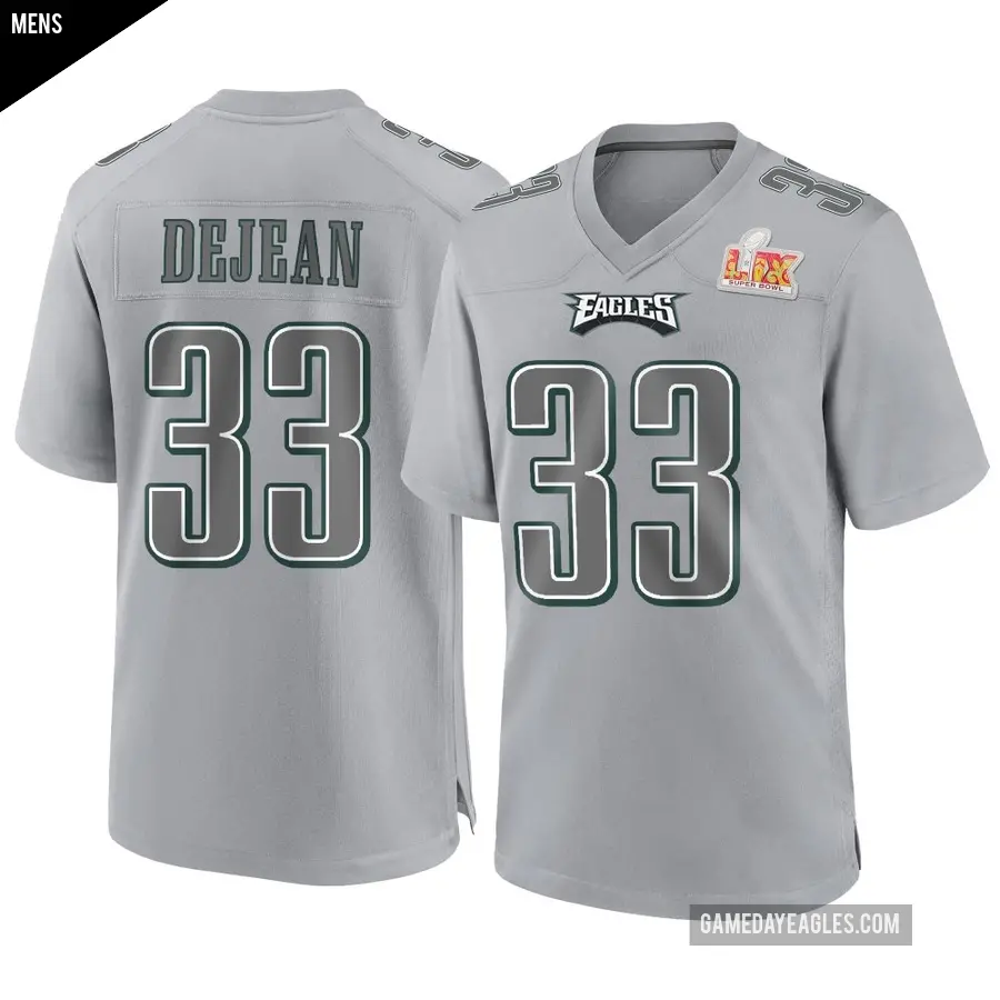 Men's Philadelphia Eagles ＃33 Cooper DeJean Gray Game Atmosphere Fashion Super Bowl LIX Jersey