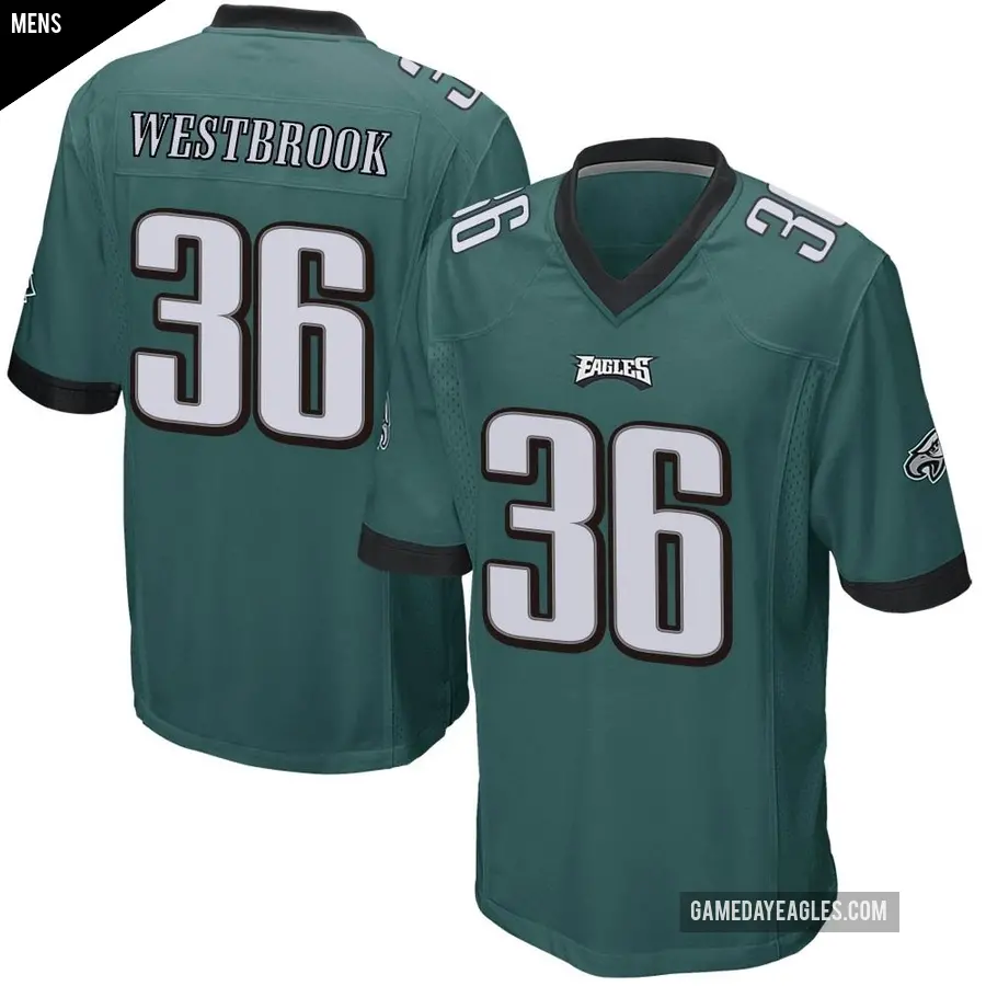 Men's Philadelphia Eagles ＃36 Brian Westbrook Green Game Team Color Jersey