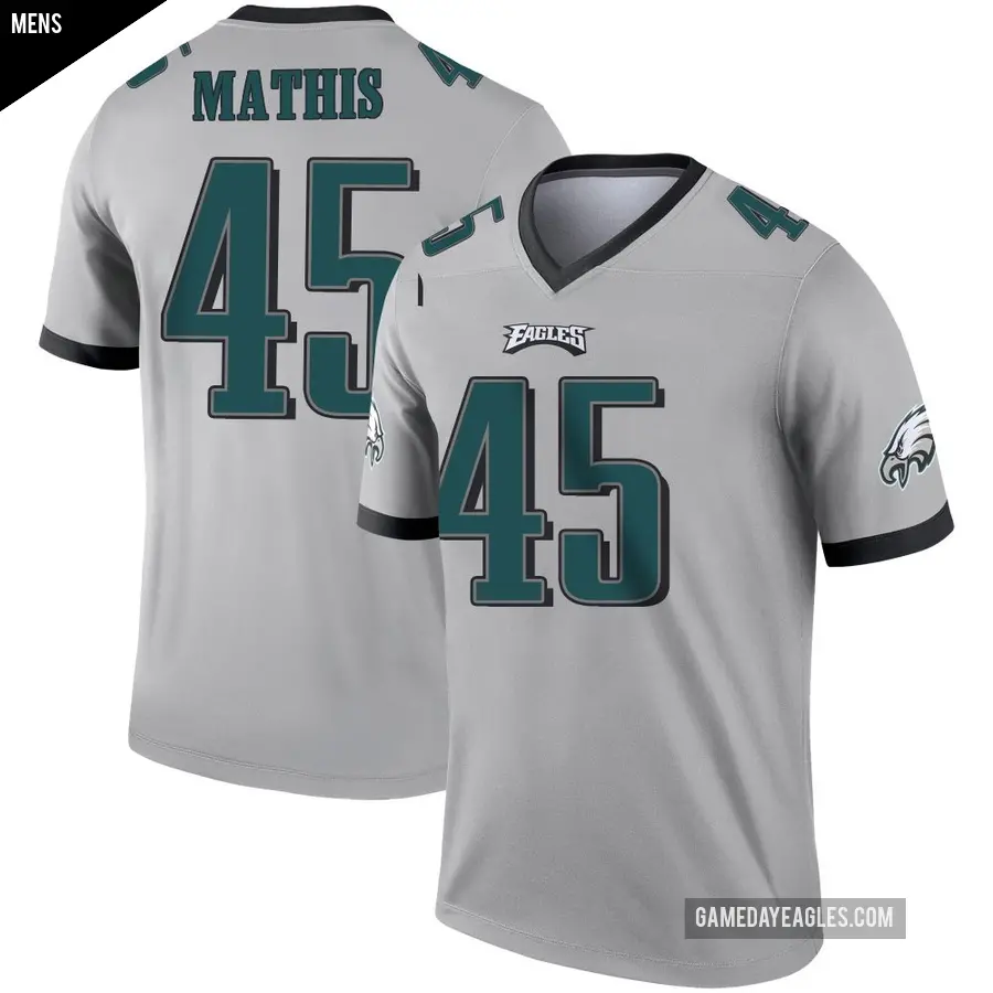 Men's Philadelphia Eagles ＃45 Ochaun Mathis Legend Silver Inverted Jersey