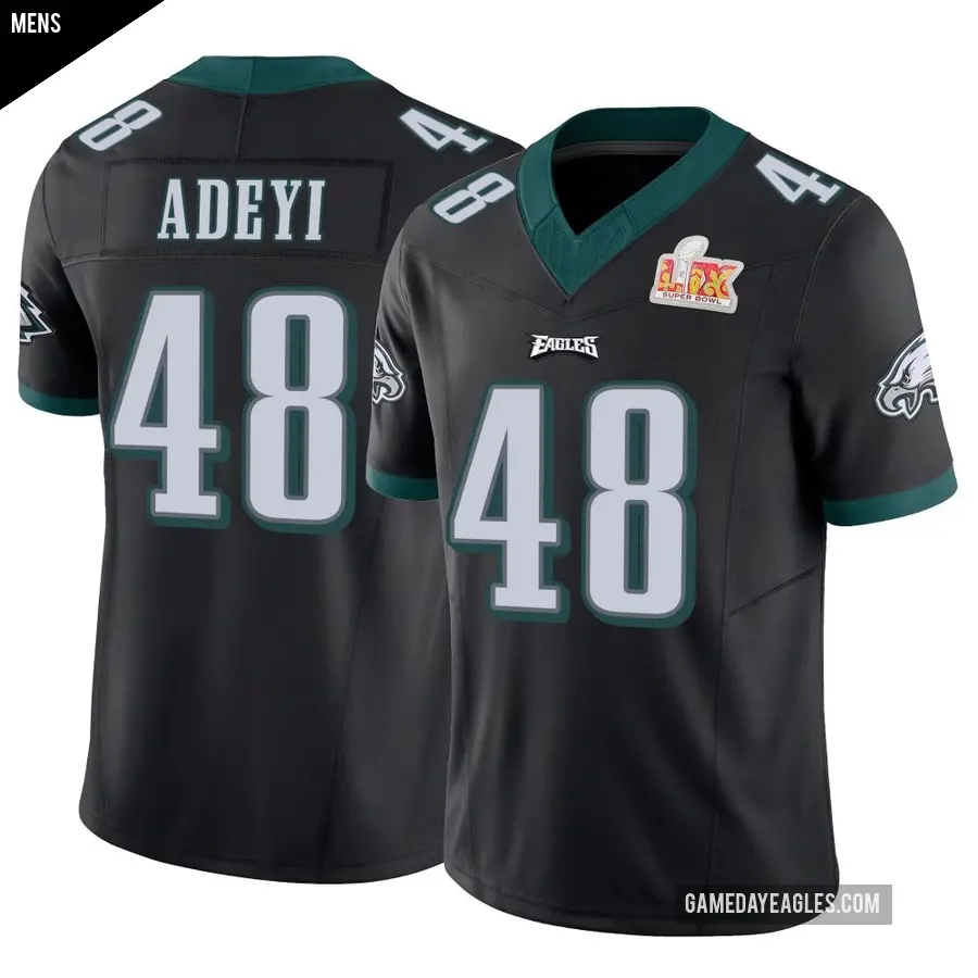 Men's Philadelphia Eagles ＃48 Ife Adeyi Black Limited Vapor F.U.S.E. Super Bowl LIX Jersey