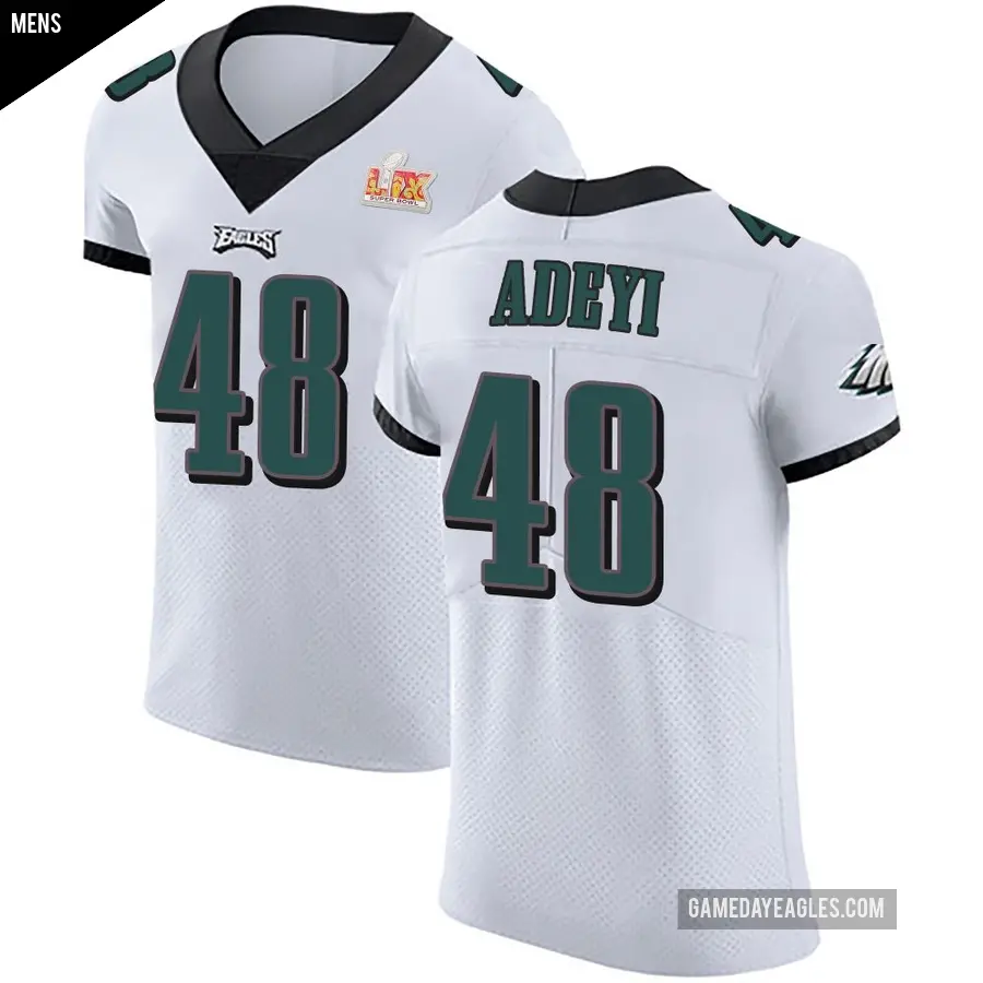 Men's Philadelphia Eagles ＃48 Ife Adeyi White Elite Vapor Untouchable Super Bowl LIX Jersey