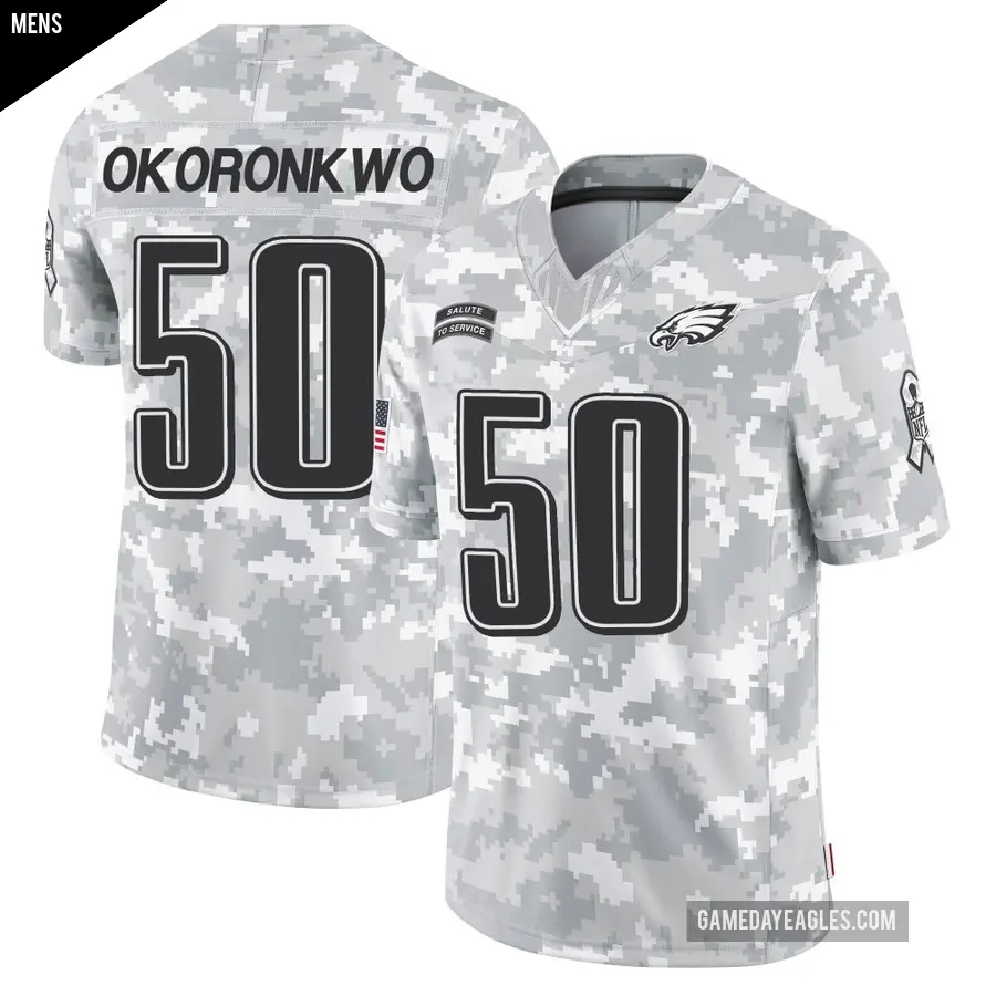 Men's Philadelphia Eagles ＃50 Ogbo Okoronkwo Arctic Camo Limited 2024 Salute to Service Jersey