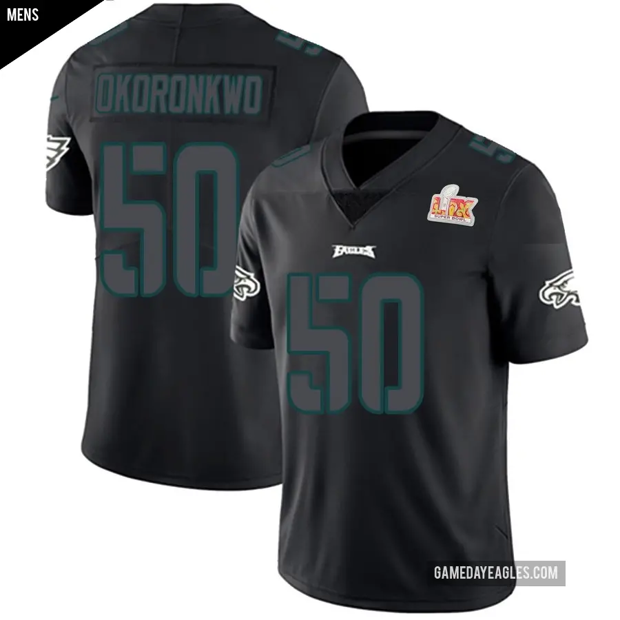 Men's Philadelphia Eagles ＃50 Ogbo Okoronkwo Black Impact Limited Super Bowl LIX Jersey