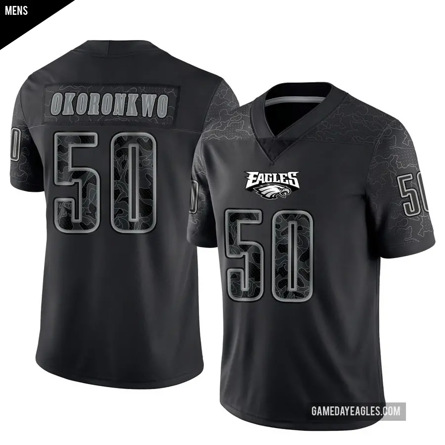 Men's Philadelphia Eagles ＃50 Ogbo Okoronkwo Black Limited Reflective Jersey