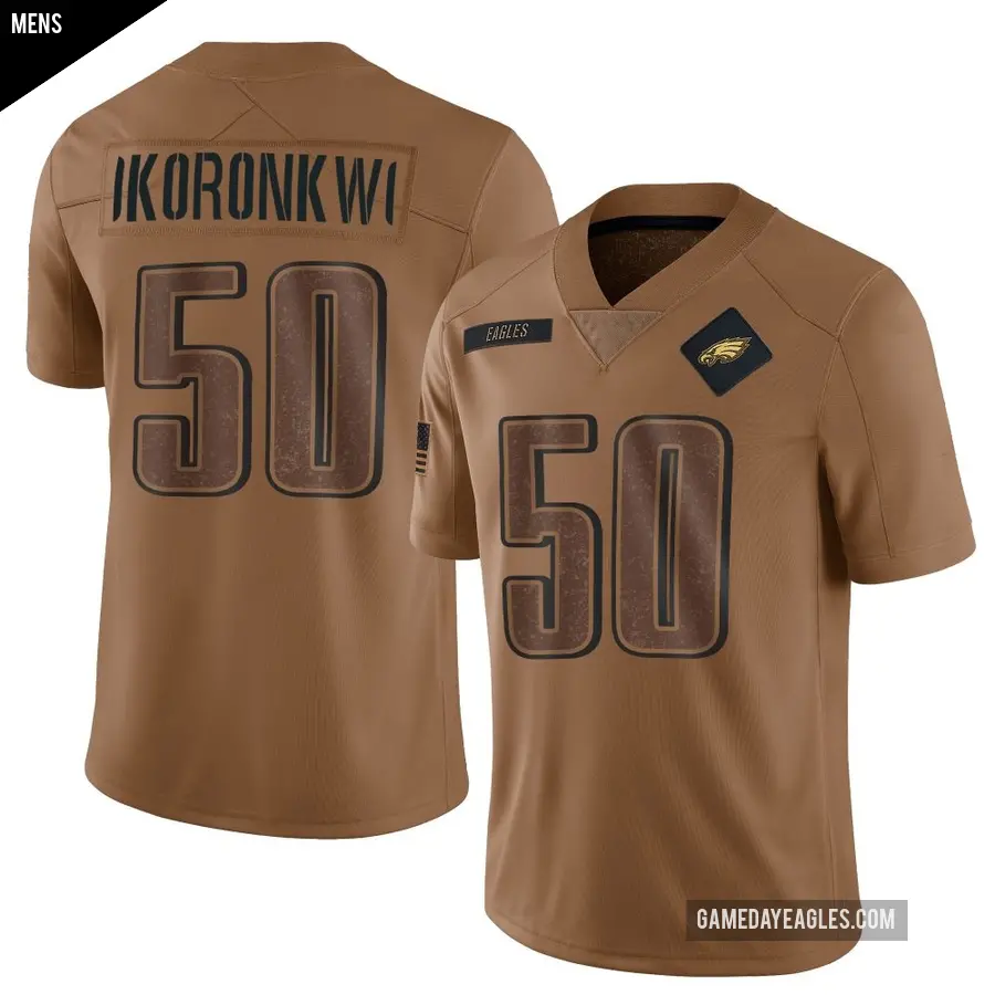Men's Philadelphia Eagles ＃50 Ogbo Okoronkwo Brown Limited 2023 Salute To Service Jersey