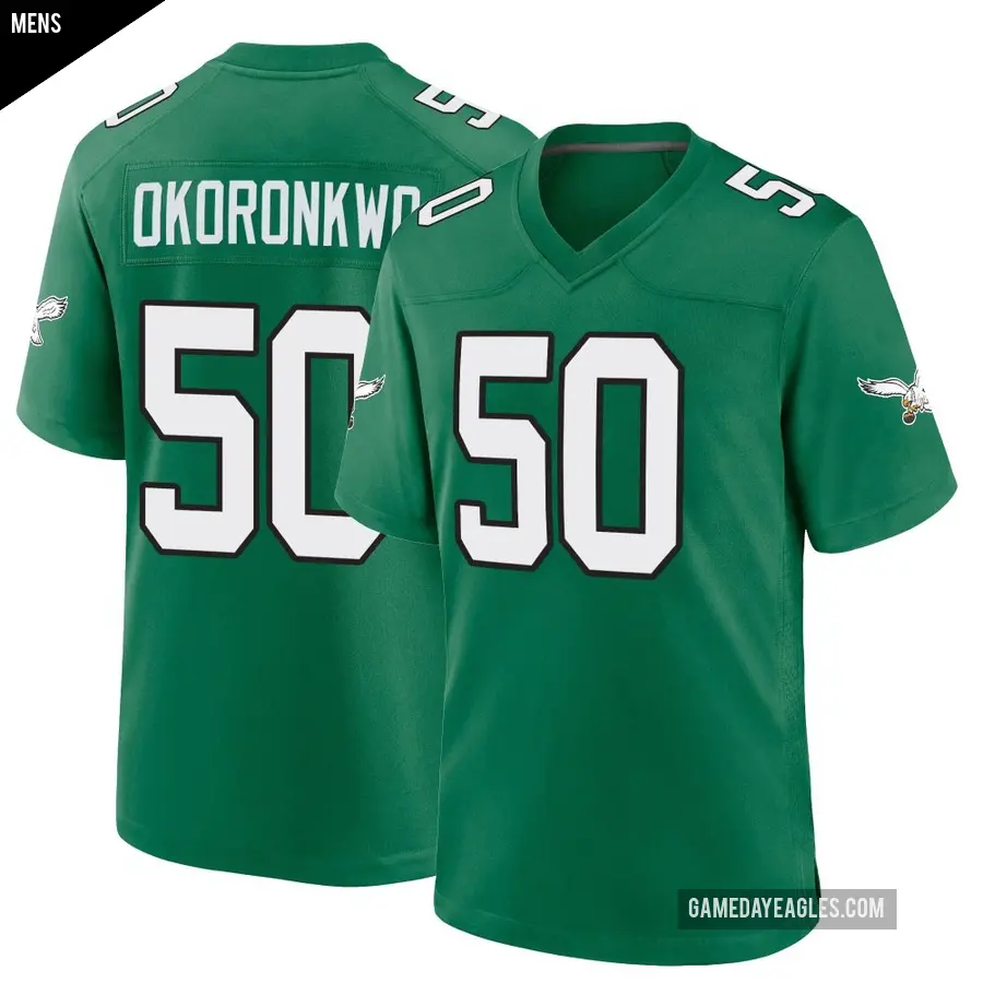 Men's Philadelphia Eagles ＃50 Ogbo Okoronkwo Green Game Kelly Alternate Jersey
