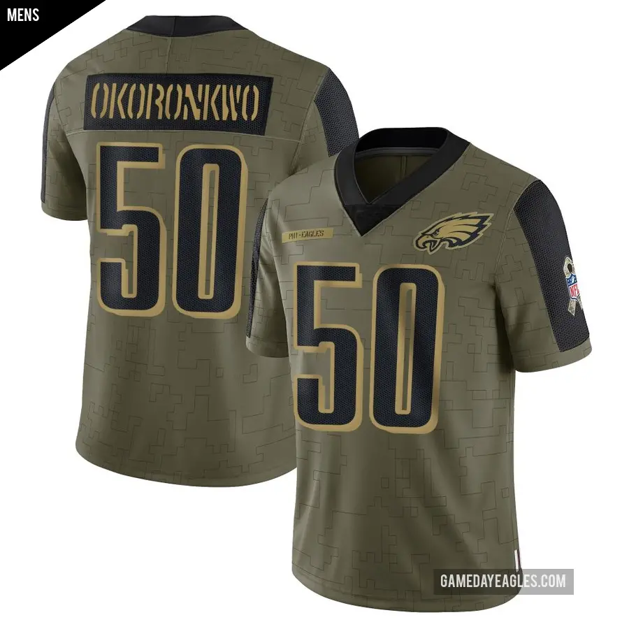 Men's Philadelphia Eagles ＃50 Ogbo Okoronkwo Olive Limited 2021 Salute To Service Jersey