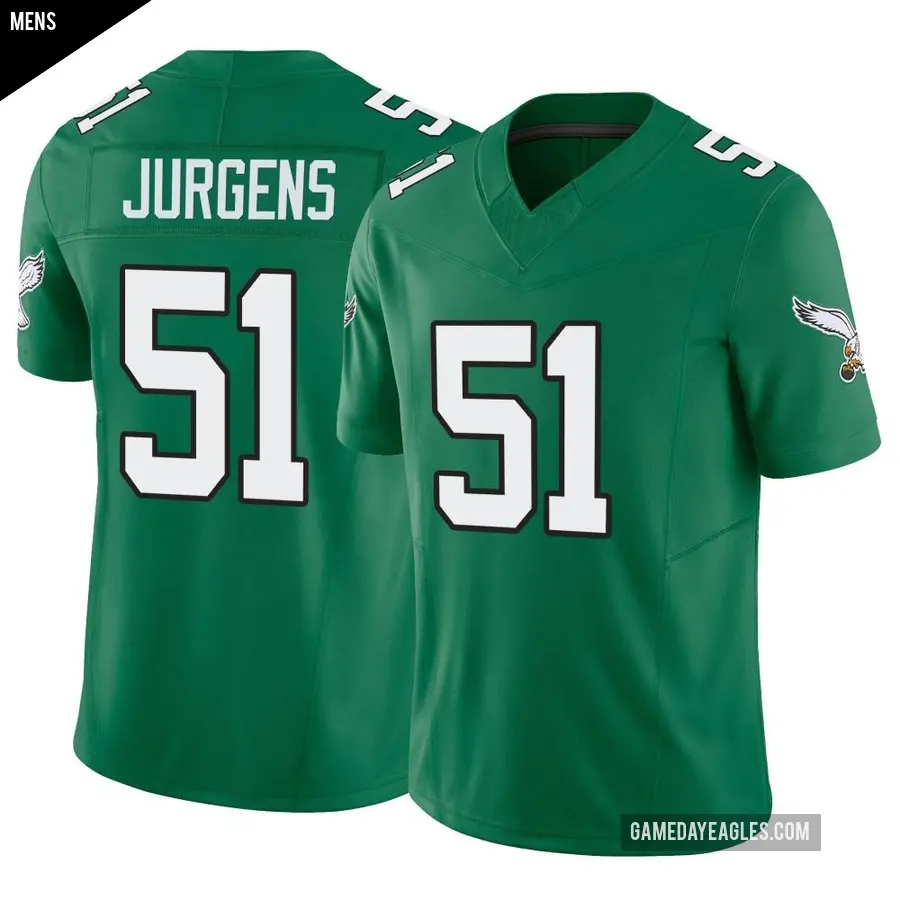 Men's Philadelphia Eagles ＃51 Cam Jurgens Green Limited Kelly Alternate Vapor F.U.S.E. Jersey