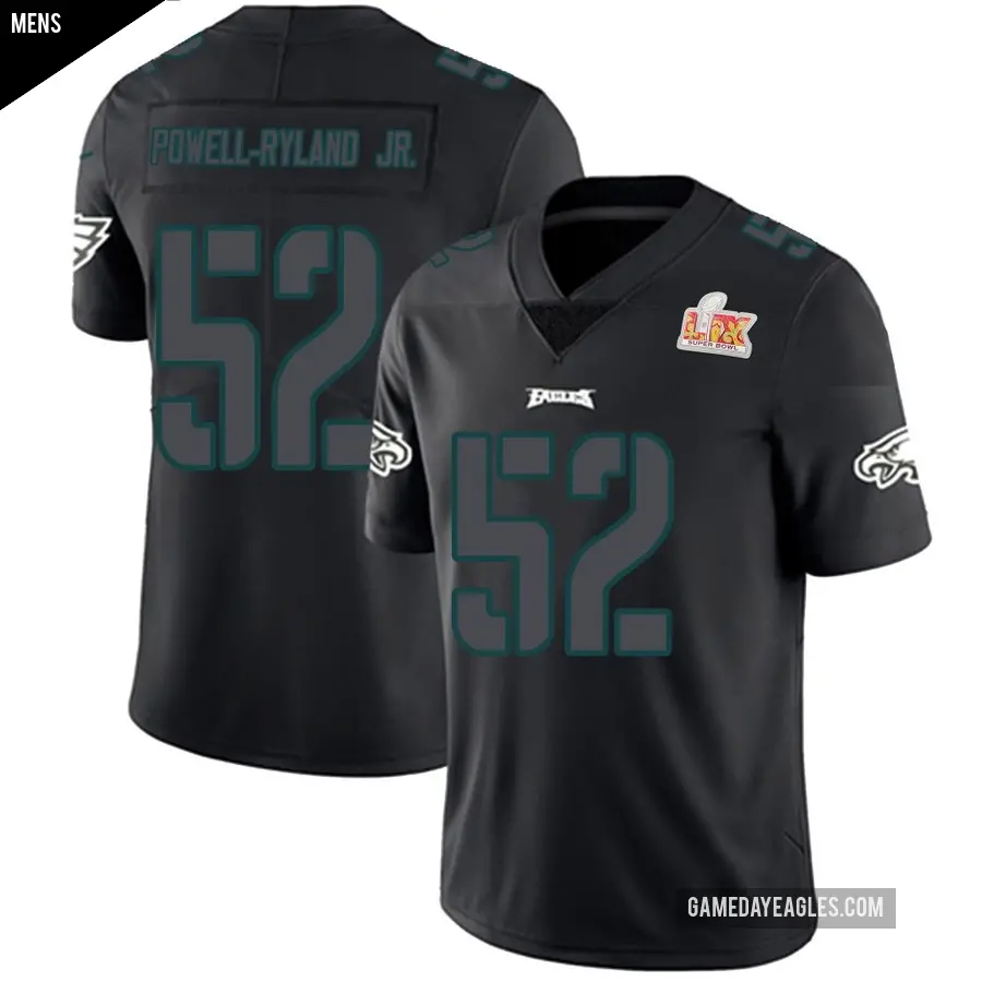 Men's Philadelphia Eagles ＃52 Antwaun Powell-Ryland Jr. Black Impact Limited Super Bowl LIX Jersey