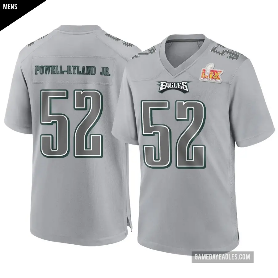 Men's Philadelphia Eagles ＃52 Antwaun Powell-Ryland Jr. Gray Game Atmosphere Fashion Super Bowl LIX Jersey