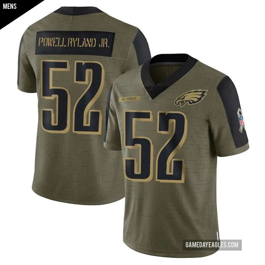 Men's Philadelphia Eagles ＃52 Antwaun Powell-Ryland Jr. Olive Limited 2021 Salute To Service Jersey