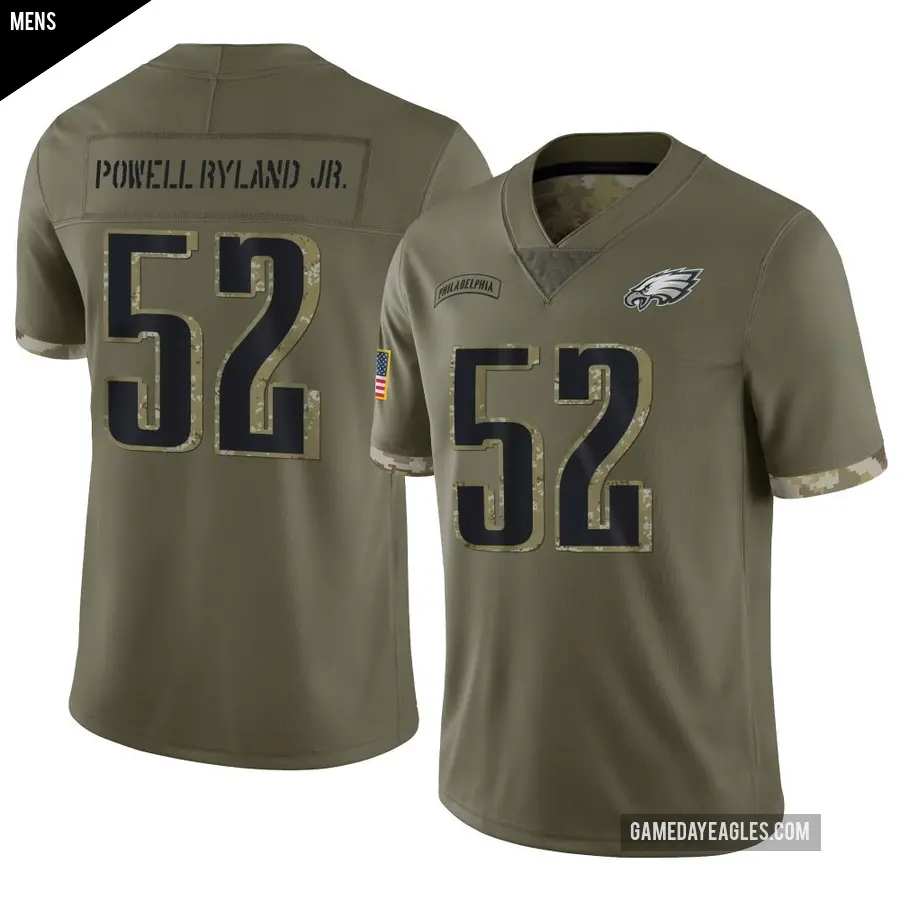 Men's Philadelphia Eagles ＃52 Antwaun Powell-Ryland Jr. Olive Limited 2022 Salute To Service Jersey
