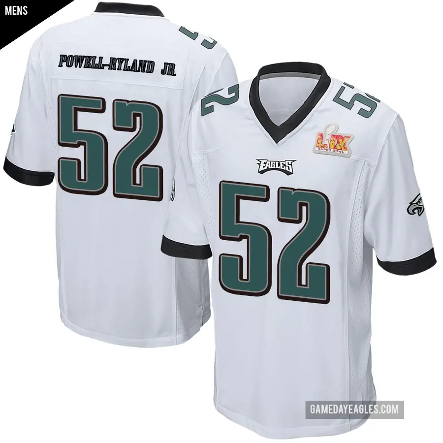 Men's Philadelphia Eagles ＃52 Antwaun Powell-Ryland Jr. White Game Super Bowl LIX Jersey
