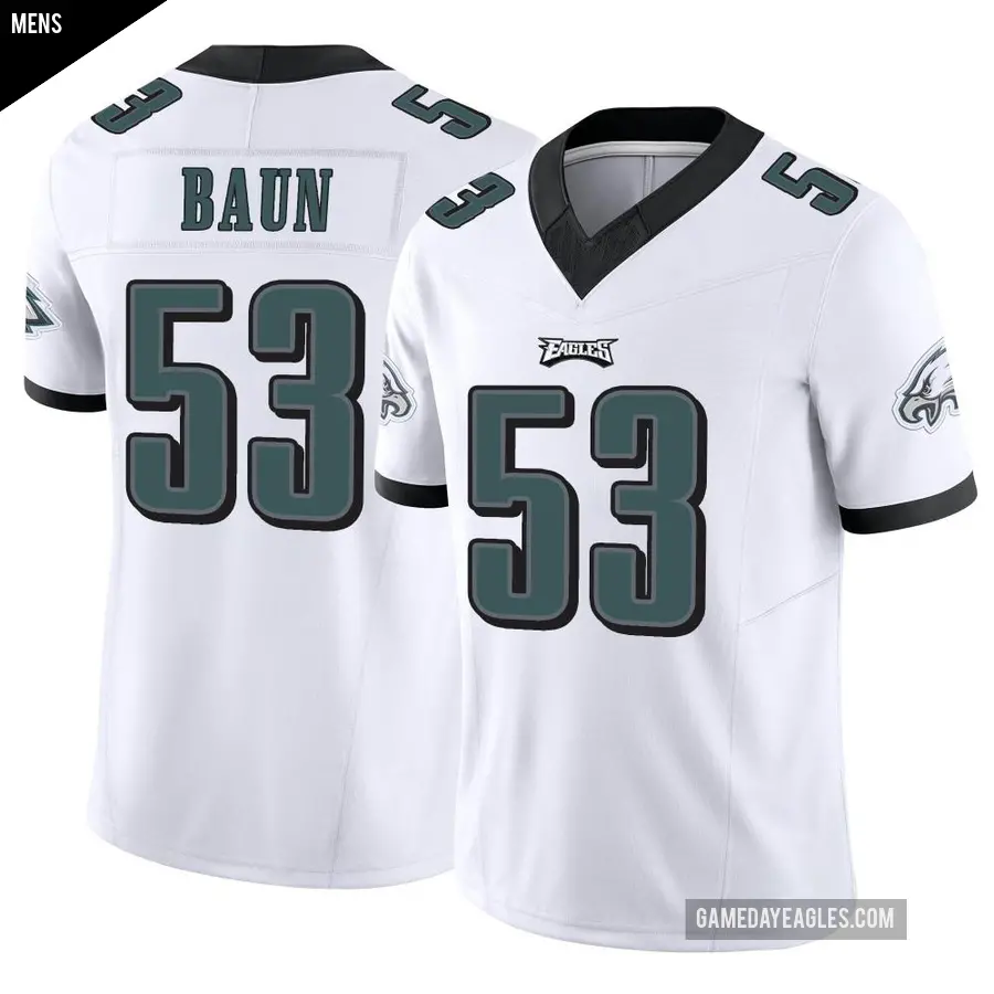 Men's Philadelphia Eagles ＃53 Zack Baun White Limited Vapor F.U.S.E. Jersey