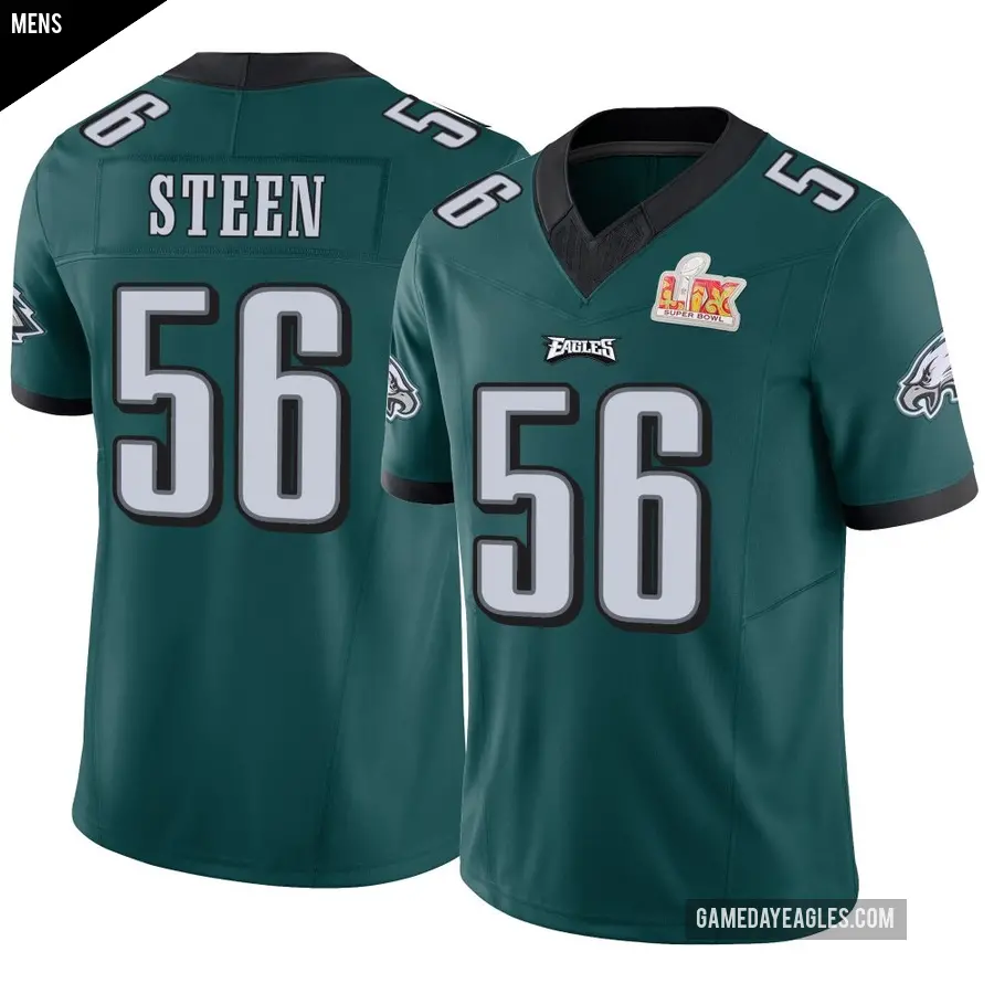 Men's Philadelphia Eagles ＃56 Tyler Steen Green Limited Vapor F.U.S.E. Super Bowl LIX Jersey