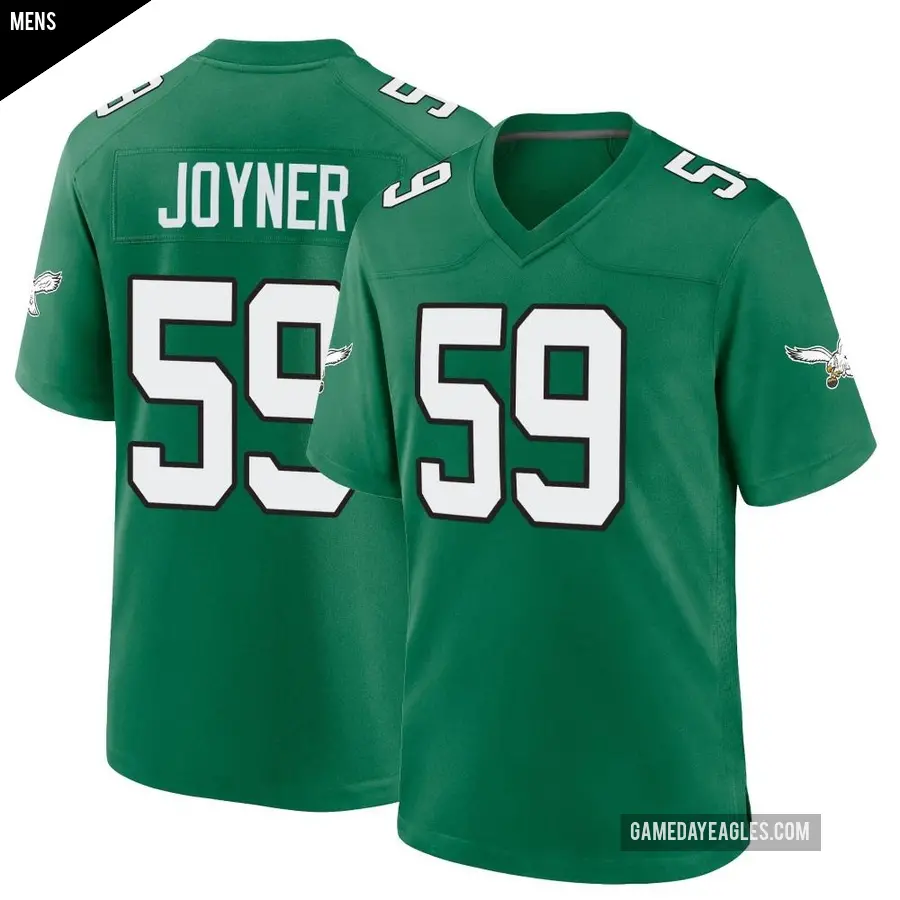 Men's Philadelphia Eagles ＃59 Seth Joyner Green Game Kelly Alternate Jersey
