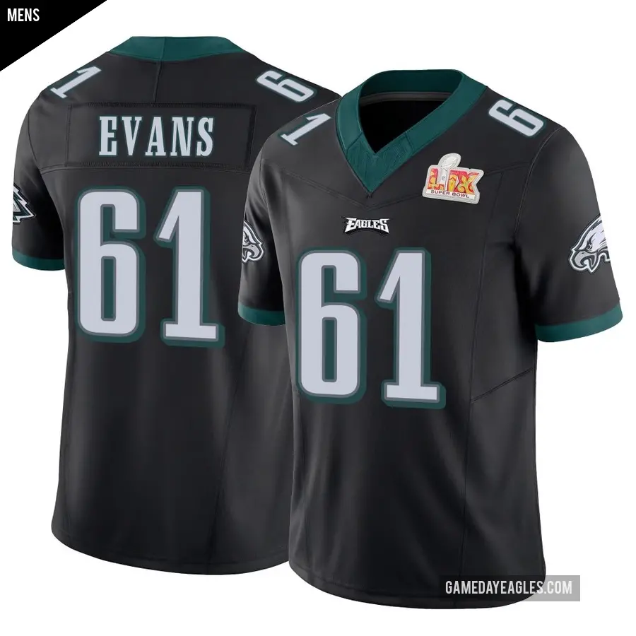 Men's Philadelphia Eagles ＃61 Joe Evans Black Limited Vapor F.U.S.E. Super Bowl LIX Jersey