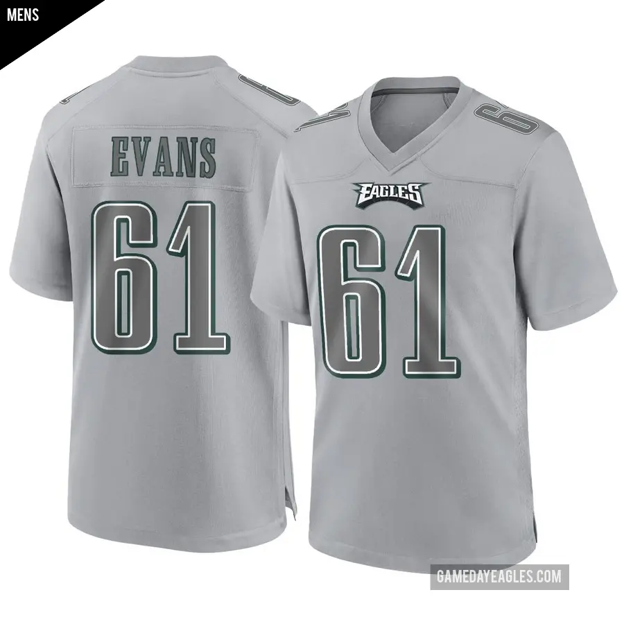 Men's Philadelphia Eagles ＃61 Joe Evans Gray Game Atmosphere Fashion Jersey