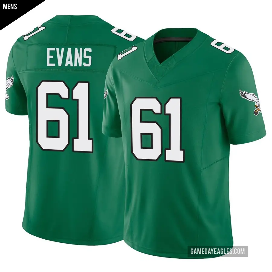 Men's Philadelphia Eagles ＃61 Joe Evans Green Limited Kelly Alternate Vapor F.U.S.E. Jersey