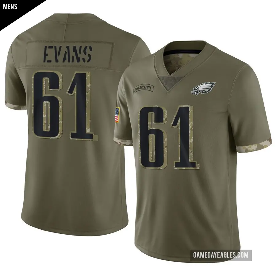 Men's Philadelphia Eagles ＃61 Joe Evans Olive Limited 2022 Salute To Service Jersey