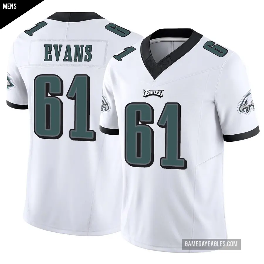 Men's Philadelphia Eagles ＃61 Joe Evans White Limited Vapor F.U.S.E. Jersey