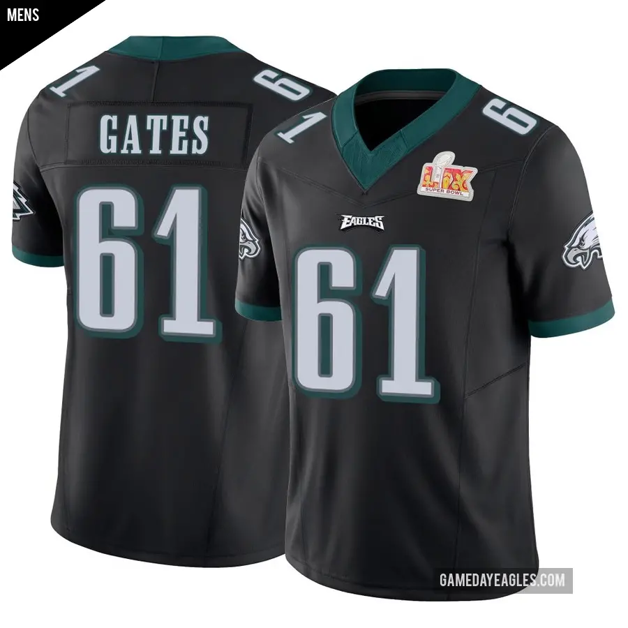 Men's Philadelphia Eagles ＃61 Nick Gates Black Limited Vapor F.U.S.E. Super Bowl LIX Jersey