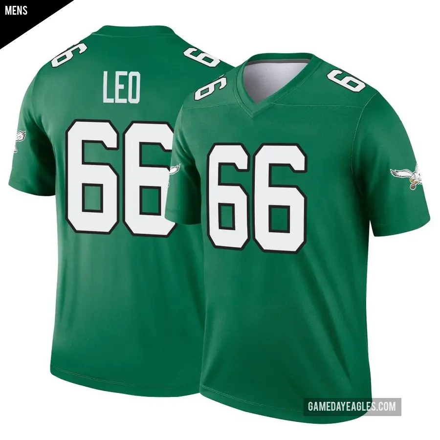 Men's Philadelphia Eagles ＃66 Matt Leo Green Legend Kelly Alternate Jersey