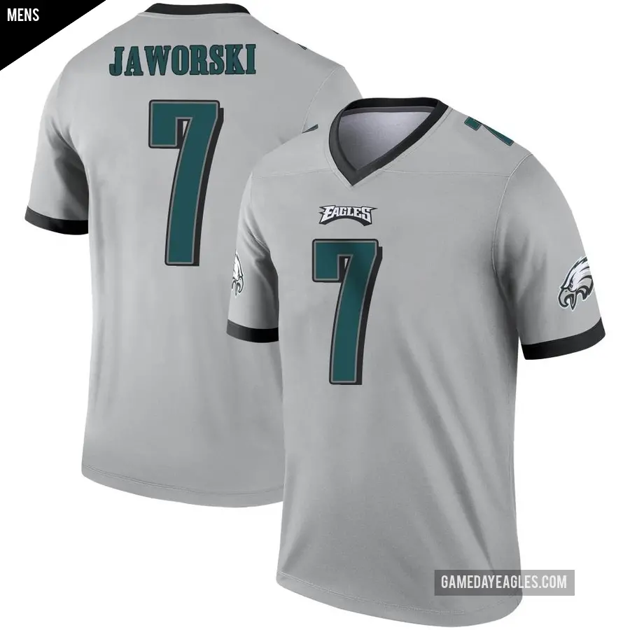 Men's Philadelphia Eagles ＃7 Ron Jaworski Legend Silver Inverted Jersey