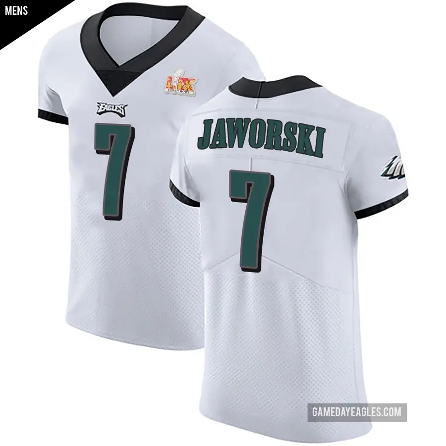 Men's Philadelphia Eagles ＃7 Ron Jaworski White Elite Vapor Untouchable Super Bowl LIX Jersey
