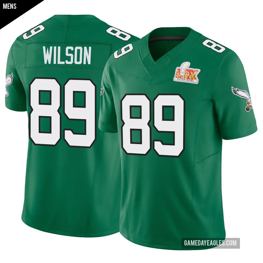 Men's Philadelphia Eagles ＃89 Johnny Wilson Green Limited Kelly Alternate Vapor F.U.S.E. Super Bowl LIX Jersey
