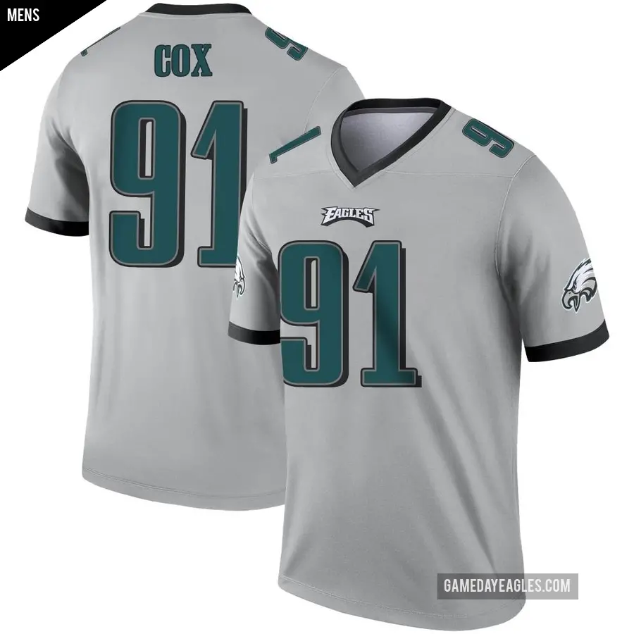 Men's Philadelphia Eagles ＃91 Fletcher Cox Legend Silver Inverted Jersey