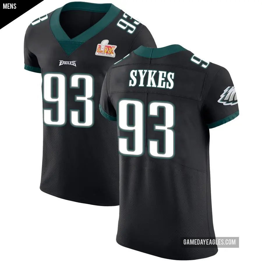 Men's Philadelphia Eagles ＃93 Jacob Sykes Black Elite Alternate Vapor Untouchable Super Bowl LIX Jersey